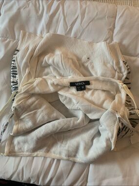 XOXO Cream Knit Hoodie with Zebra Side Detail